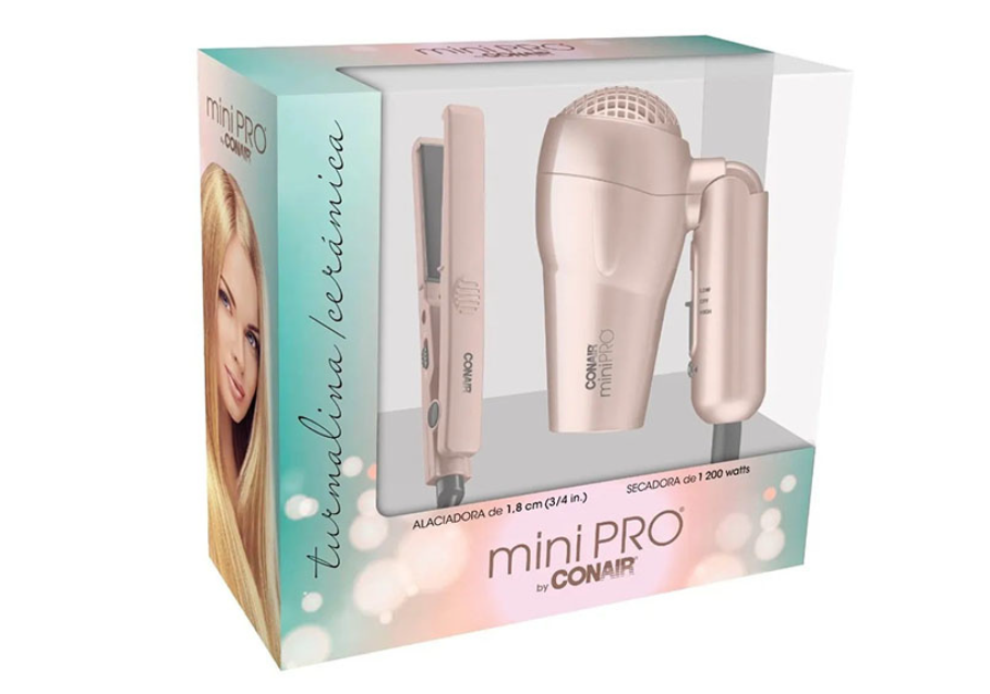 Combo mini secadora y alaciadora dorado