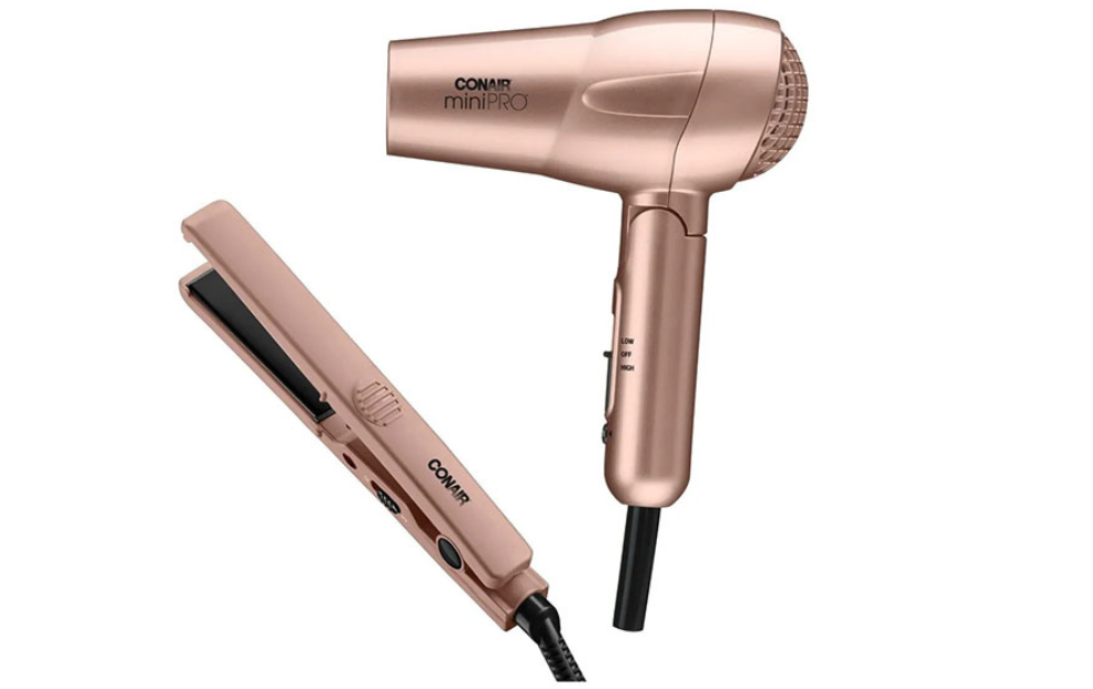 Combo mini secadora y alaciadora dorado