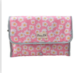 Cosmetiquera valet con gancho rosa floral